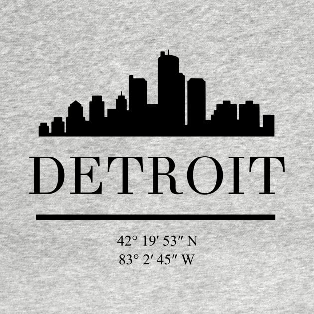 DETROIT MICHIGAN BLACK SILHOUETTE SKYLINE ART by deificusArt